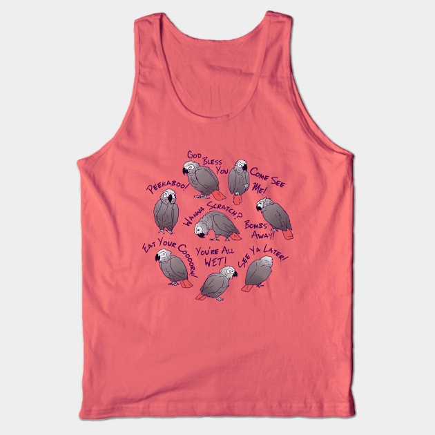 African Grey Parrots Funny Talking Sayings T-shirt Tank Top by Einstein Parrot